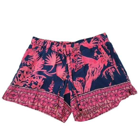 Lilly Pulitizer Shorts Pink Bird Island Hawaiian Elastic Size XXS Mid Rise - Picture 2 of 6